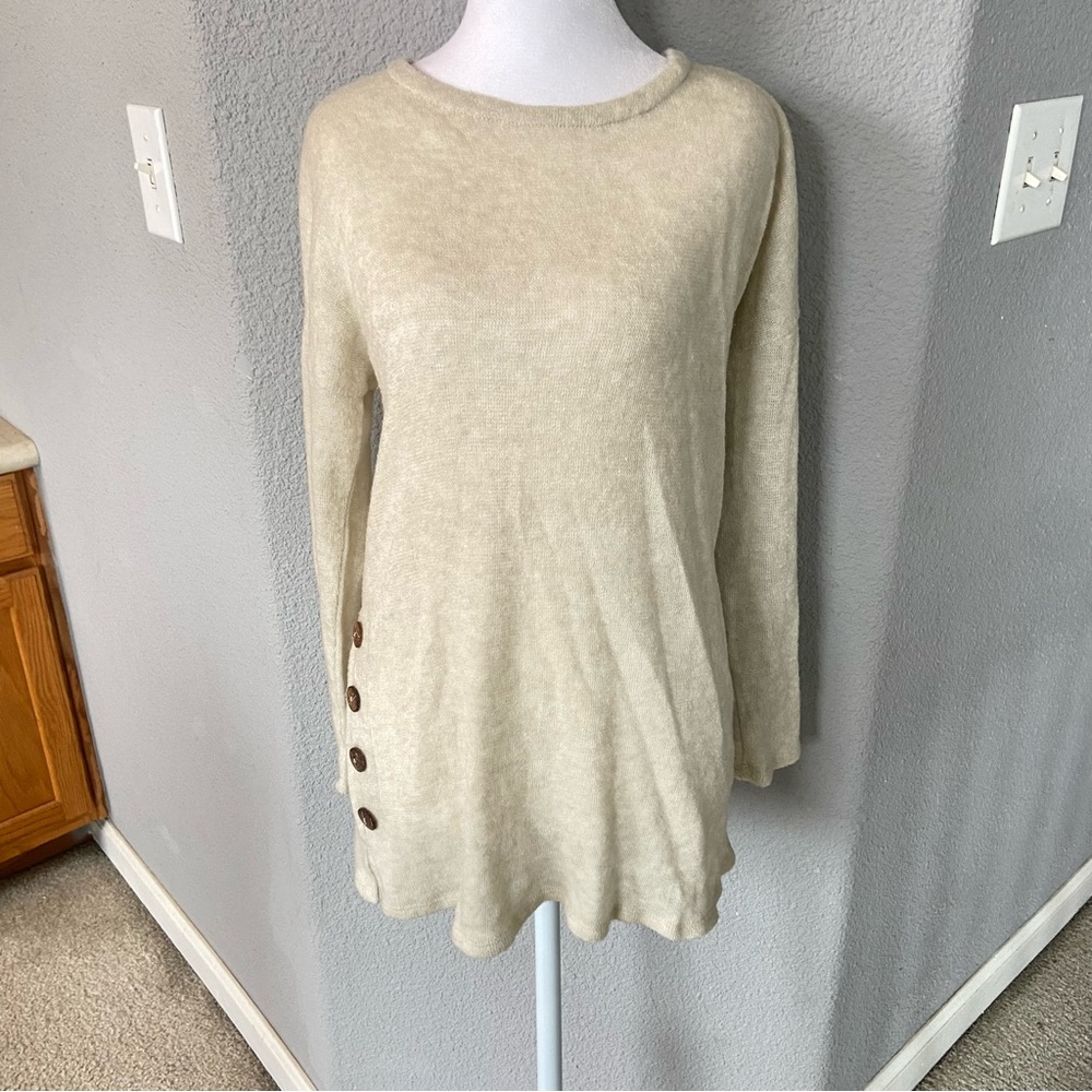 Ella Mara Cream Long Sleeve Tunic with Button Detail